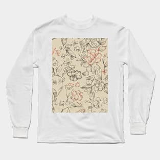 Floral Pattern Hand Drawn Sketch: Sketchpad Garden Whispers Long Sleeve T-Shirt